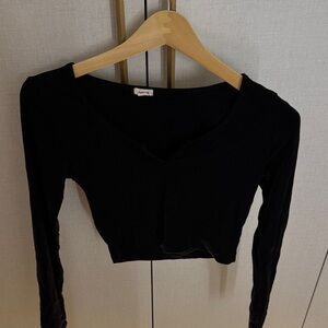 Garage Black Long Sleeve Crop Top